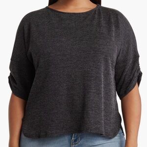 MAX STUDIO Ruched Sleeve Ribbed Top Size 2x